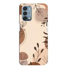 Чехол с цветочным принтом на ВанПлас Норд Н200 5G – Коричневые цветы
