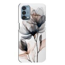 Чехол с цветочным принтом на ВанПлас Норд Н200 5G – Цветы на белом