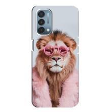 Чохол з принтом стильні тварини для ВанПлас Норд N200 5G (DE211) – Лев в окулярах