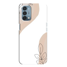 Силиконовый чехол с принтом в цветах на OnePlus Nord N200 5G (DE211) – Нюдовый дизайн