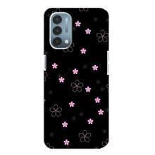 Чохол з розовим принтом для OnePlus Nord N200 5G (DE211) – Рожеві квіти на чорному