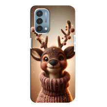 Яскравий чохол для OnePlus Nord N200 5G (DE211) з Зимові Оленята – Олень в светрі