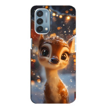 Яскравий чохол для OnePlus Nord N200 5G (DE211) з Зимові Оленята – Оленятко серед герлянд