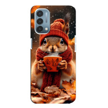 Печатный чехол «Зверята с кофе» для OnePlus Nord N200 5G (DE211) – Белка с кофе