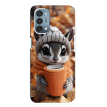 Печатный чехол «Зверята с кофе» для OnePlus Nord N200 5G (DE211)