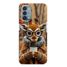 Печатный чехол «Зверята с кофе» для OnePlus Nord N200 5G (DE211) – Жираф с кофе