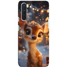 Яскравий чохол для OnePlus Nord з Зимові Оленята (Оленятко серед герлянд)
