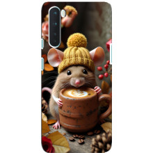 Печатный чехол «Зверята с кофе» для OnePlus Nord – Медведь с кофе