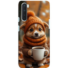 Печатный чехол «Зверята с кофе» для OnePlus Nord – Песик с кофе