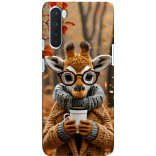 Печатный чехол «Зверята с кофе» для OnePlus Nord – Жираф с кофе