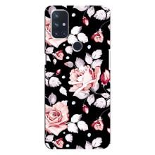 Чохли з квітами для OnePlus Nord 10 5G (VPrint) (Квіти на чорному)