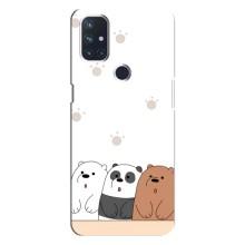 Чехлы с изображением разных животных для OnePlus Nord 10 5G (Удивленные медвеженки)