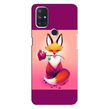 Чехлы с картинкой Лисички для OnePlus Nord 10 5G (VPrint) (Лисичка с розочкой)