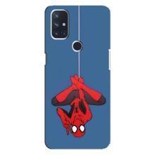 Чехол Супергерой Человека Паука на OnePlus Nord 10 5G – На паутине