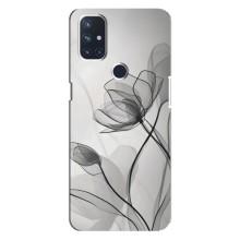 Чохол з квітковим принтом на ВанПлюс Норд 10 5Дж (Чорні квіти)