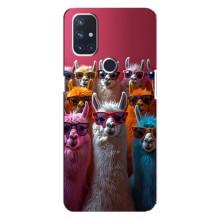 Чохол з принтом стильні тварини для ВанПлюс Норд 10 5Дж – Лами в окулярах