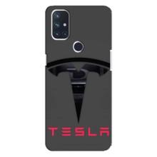 Силіконовий бампер з картинкою машини на OnePlus Nord 10 5G – Logo TESLA