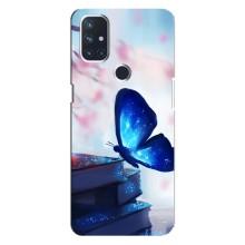 Силиконовый бампер с картинкой животных для OnePlus Nord 10 5G (Бабочка синяя)