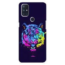 Силиконовый бампер с картинкой животных для OnePlus Nord 10 5G (Тигр-Арт)