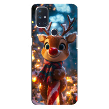 Яскравий чохол для OnePlus Nord 10 5G з Зимові Оленята – Олень з шарфом