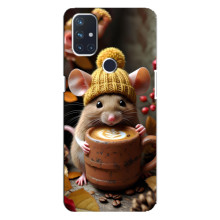 Печатный чехол «Зверята с кофе» для OnePlus Nord 10 5G – Медведь с кофе