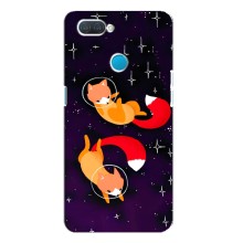 Чехлы с картинкой Лисички для OPPO A12 (VPrint) (Лисички космонавты)