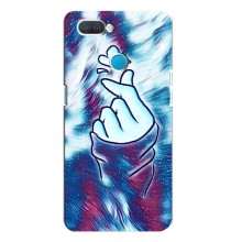 Чехол с принтом для OPPO A12 (AlphaPrint - Знак сердечка) – Радужное сердце