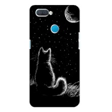 Чехол с принтом для OPPO A12 (AlphaPrint) Модные коты – Котик и луна