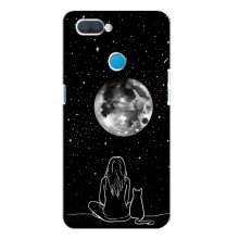 Чехол с рисунком кот на OPPO A12 (Девушка с котом)