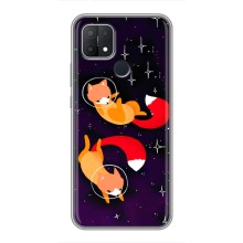 Чехлы с картинкой Лисички для OPPO A15 (VPrint) (Лисички космонавты)
