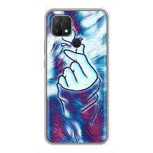 Чехол с принтом для OPPO A15 (AlphaPrint - Знак сердечка) – Радужное сердце