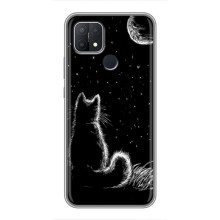 Чехол с принтом для OPPO A15 (AlphaPrint) Модные коты – Котик и луна