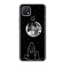 Чехол с рисунком кот на OPPO A15 (Девушка с котом)
