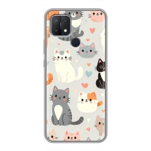 Чехол с рисунком кот на OPPO A15 (Коллаж котов)