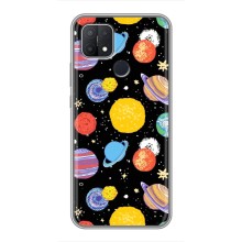 Космические Чехлы для Оппо А15 (VPrint) (Рисованные планеты)