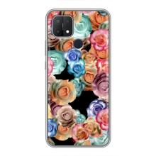 Чохли з тематикою "КВІТИ" на OPPO A15 (Квіти на чорному)