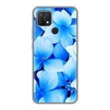 Силіконовий бампер з принтом (квіточки) на Оппо А15 (Сині квіти)