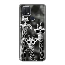 Силиконовый чехол с КАРТИНКАМИ лето для OPPO A15 (AlphaPrint) (Жирафы в очках)