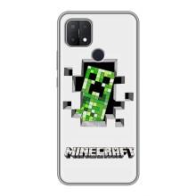 Чохол Майнкрафт на OPPO A15s (AlphaPrint) Minecraft (кріпер Майнкрафт)