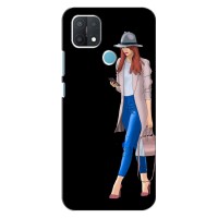 Чехол с картинкой Модные Девчонки OPPO A15s (Девушка со смартфоном)