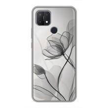 Чехол с цветочным принтом на Оппо А15с – Черные цветы