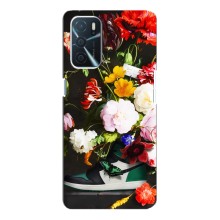 Брендновые Чехлы для Oppo A16 - (PREMIUMPrint) (Nike цветы)