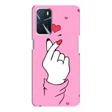 Чехол с принтом для Oppo A16 (AlphaPrint - Знак сердечка) – Знак Love