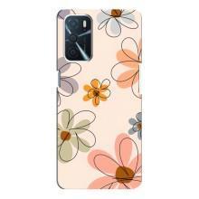 Чехол с цветочным принтом на Оппо А16 (Разноцветные цветы)