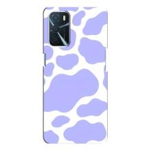 Чехол с принтом коровы на Оппо А16 – Фиолетовый принт