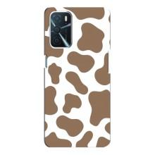 Чехол с принтом коровы на Оппо А16 – Коричневый принт
