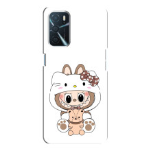 Чехол с принтом Лабубу для Oppo A16 – Белый Лабубу