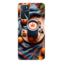 Чехол с уникальным дизайном «Осень с кофе» для Oppo A16 – Кофе и тыквы