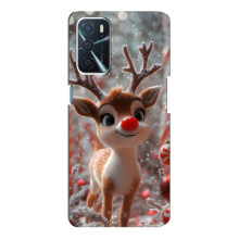 Яркий чехол для Oppo A16 с Зимними Оленятами