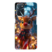 Яркий чехол для Oppo A16 с Зимними Оленятами – Олень в шарфе